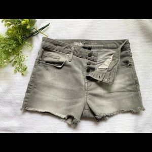 Gray Denim Button Fly High Rise Shorts-Size 6